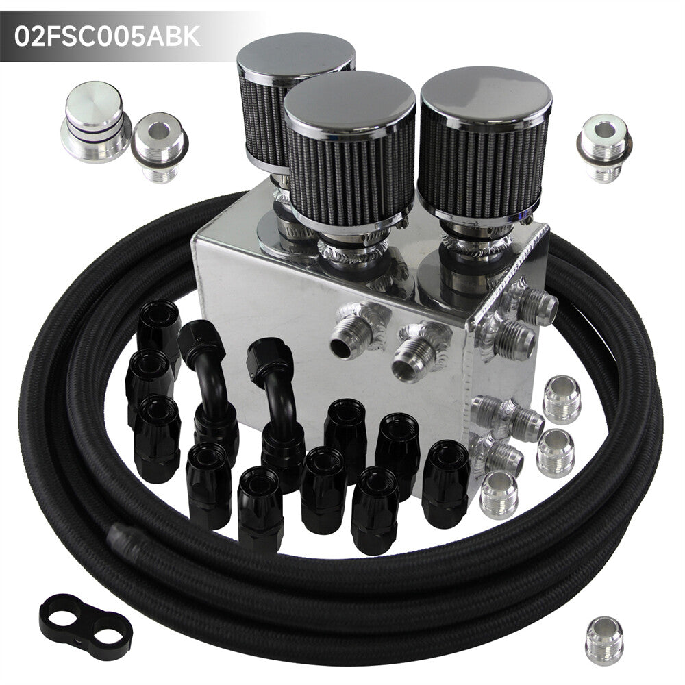 Power Driven Oil Catch Can / Breather Tank Race Hose Kit for Honda for Acura B16 B18
