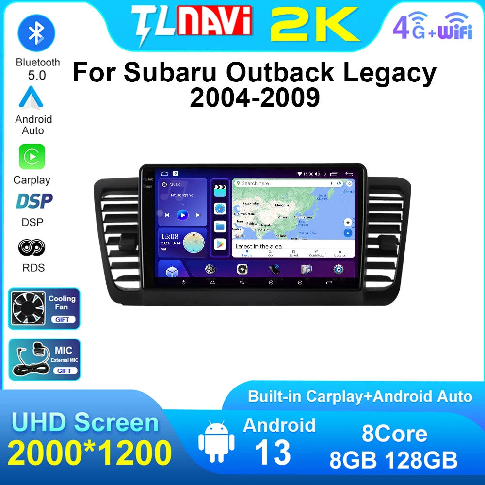 for Subaru Legacy Outback 2004-2009 Android CarPlay Car Radio GPS Multimedia 4G