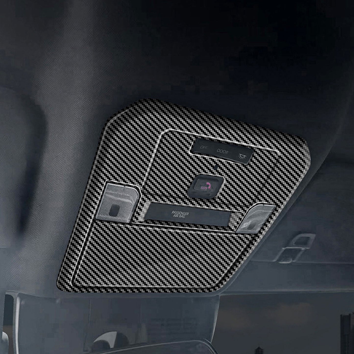 Carbon Fiber ABS Interior Read Light Lamp Cover Trim for Toyota Tacoma 2024-25