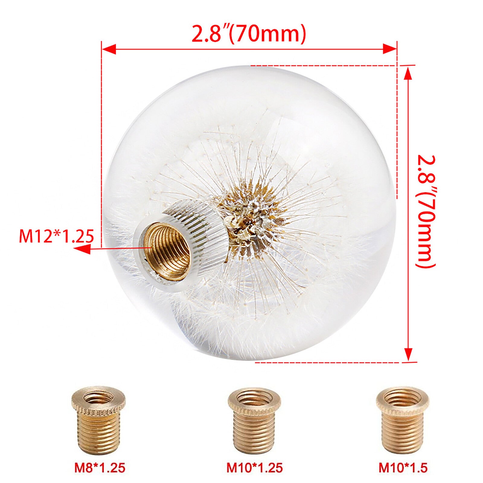 Universal Manual Gear Shift Knob Head Round Ball Crystal Real Flowers Repair Kit