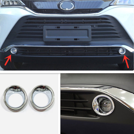 for Toyota Venza 21-2023 Chrome Front Bumper Fog Light Lamp Ring Cover Trim 2PC