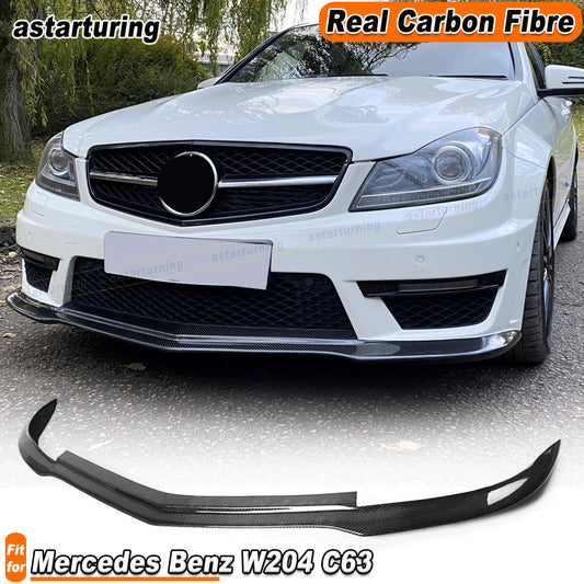 for Mercedes-Benz W204 C63 Bumper 2012-14 REAL Carbon Front Chin Lip Spoiler
