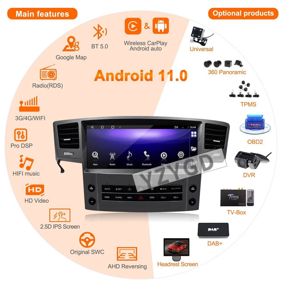 12.3for Lexus LX570 2007-2015 Car Radio CarPlay Stereo GPS Receiver Screen