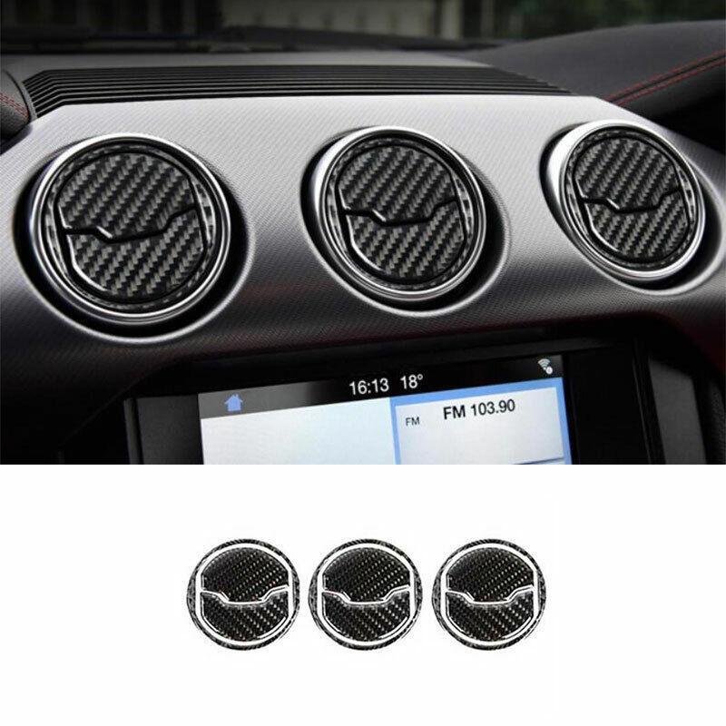 for Ford for Mustang 2015-2022 Real Carbon Fiber Middle Console Air Outlet Vent Trim