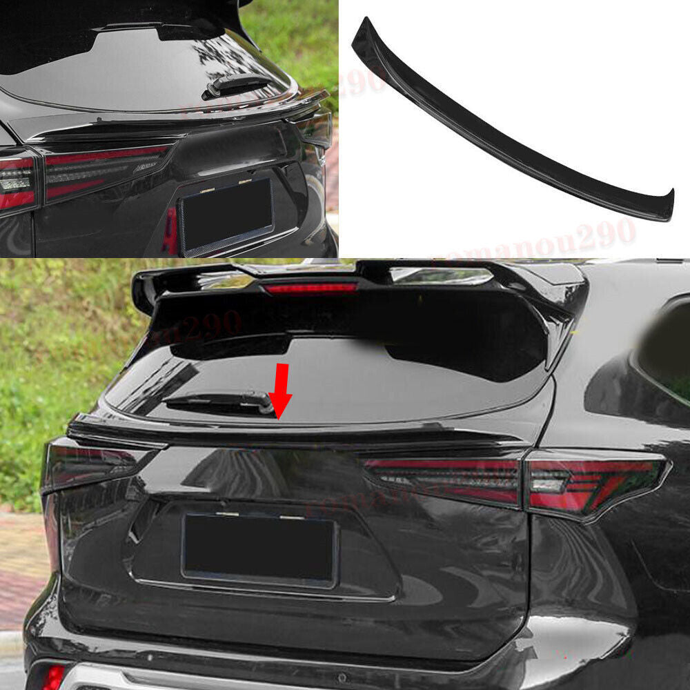for Toyota Highlander 2020-2024 Glossy Black Rear Trunk Spoiler Middle Wing Trim