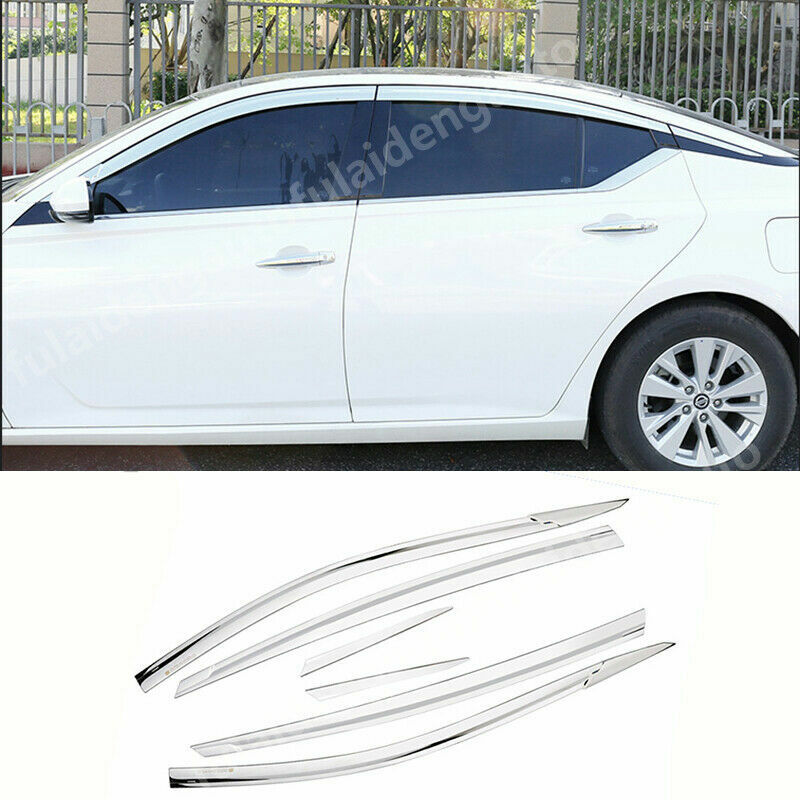 6for Nissan Altima 19-22 Chrome Side Window Vent Visor Sun Rain Deflector Guard