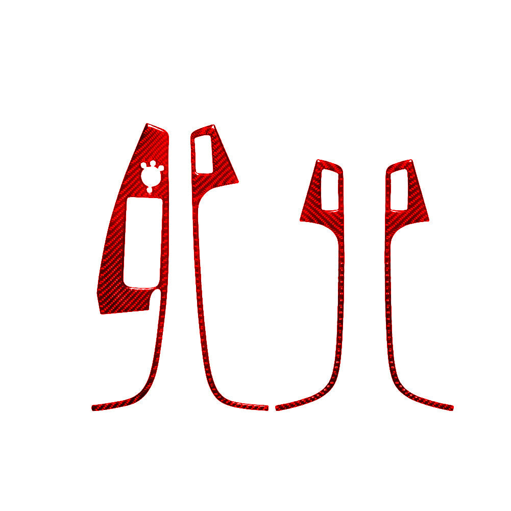 for Audi Q5 2009-2017 4Pcs Red Window Lift Button Trim Cover Decor Carbon Fiber