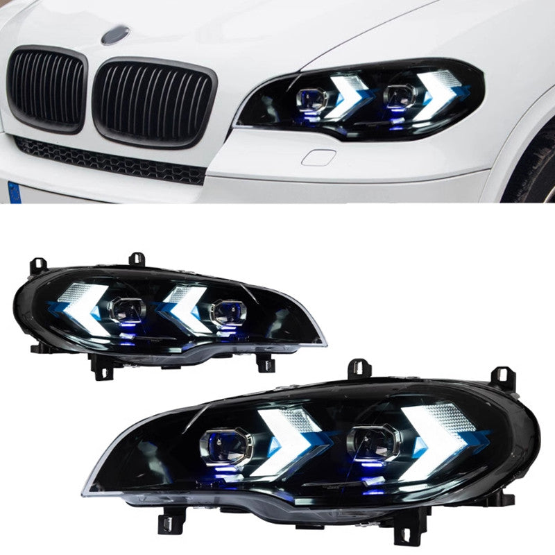 for BMW X5 E70 07-08 09 10 2013 Headlights Upgrade DRL LED Projector Headlamp 2x
