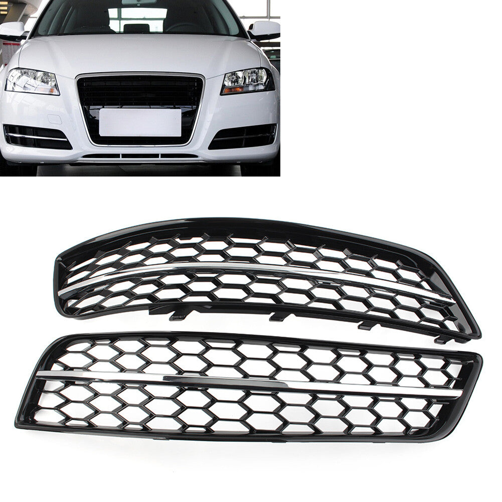 2-piece front bumper honeycomb fog light grille protector for Audi A3 8P 2009-2013
