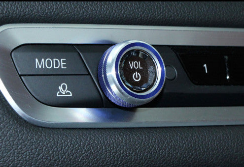 Aluminum Blue Middle Console Multimedia Knob Ring Decor for BMW X5 G05 2019-2021