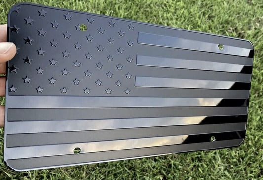 Car License Plate Front Rear Hood Trunk Boot Black Flag for Toyota 12x6
