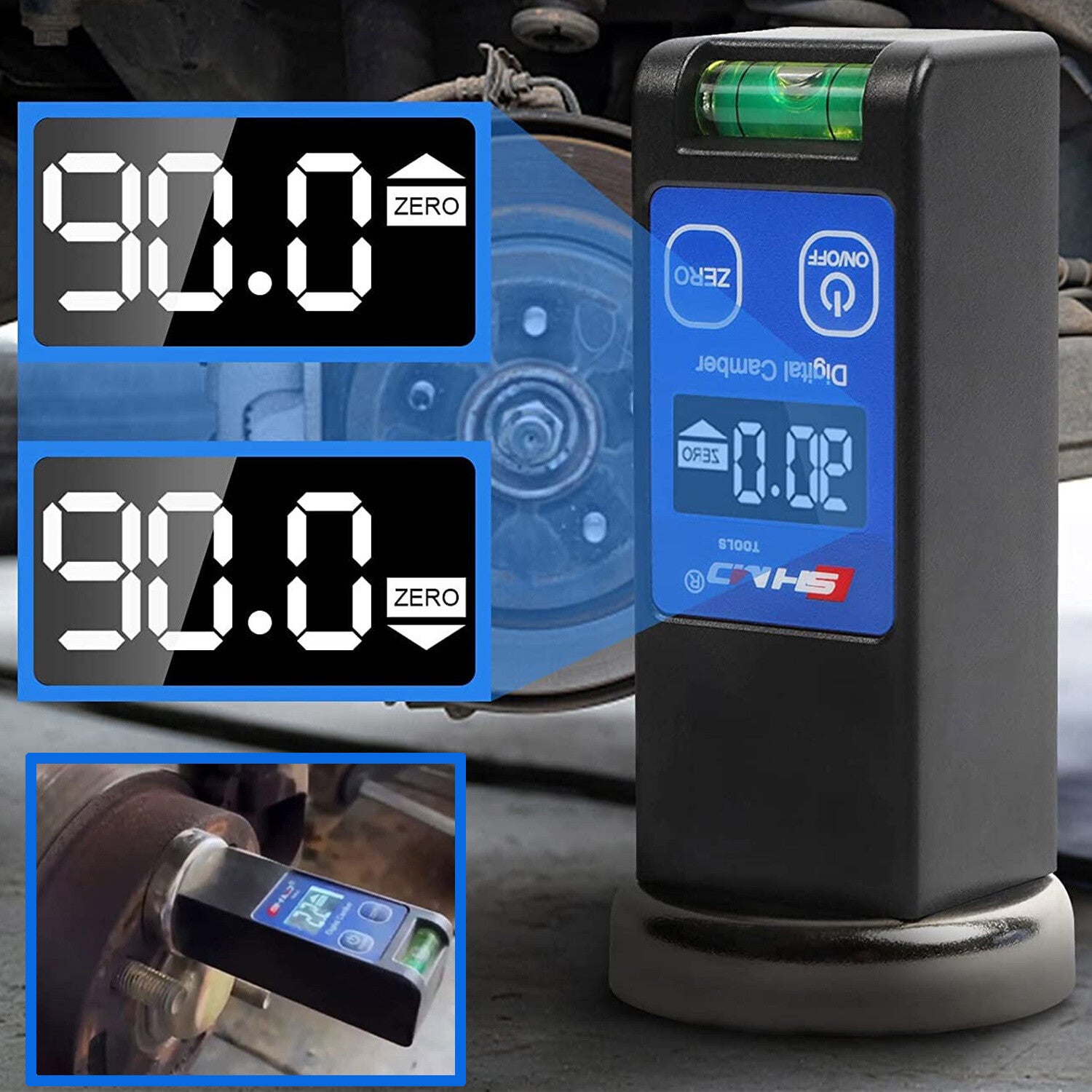 1-piece digital caster cam instrument panel for cars and trucks, LCD pillar, magnetic wheel alignment tool