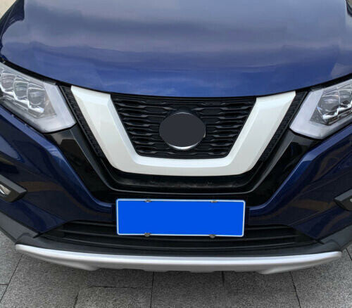 White Front Center Mesh Grille U-Style Strip Trim for Nissan Rogue X-Trail 17-20