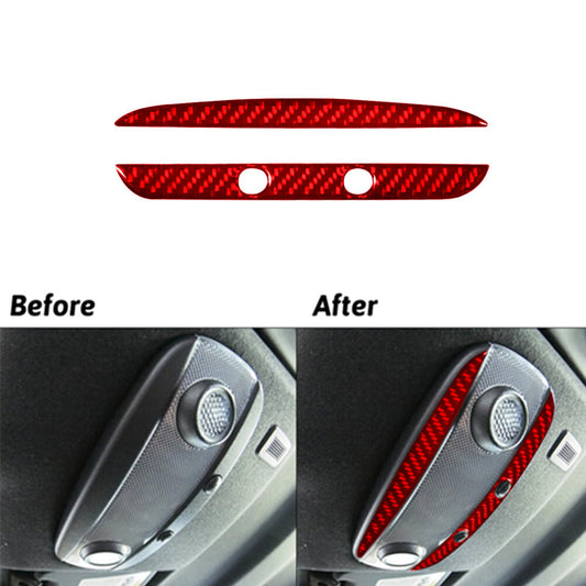 2pcs Red Carbon Fiber Front Overhead Light Cover Trim for Ford Fiesta 2011-2015