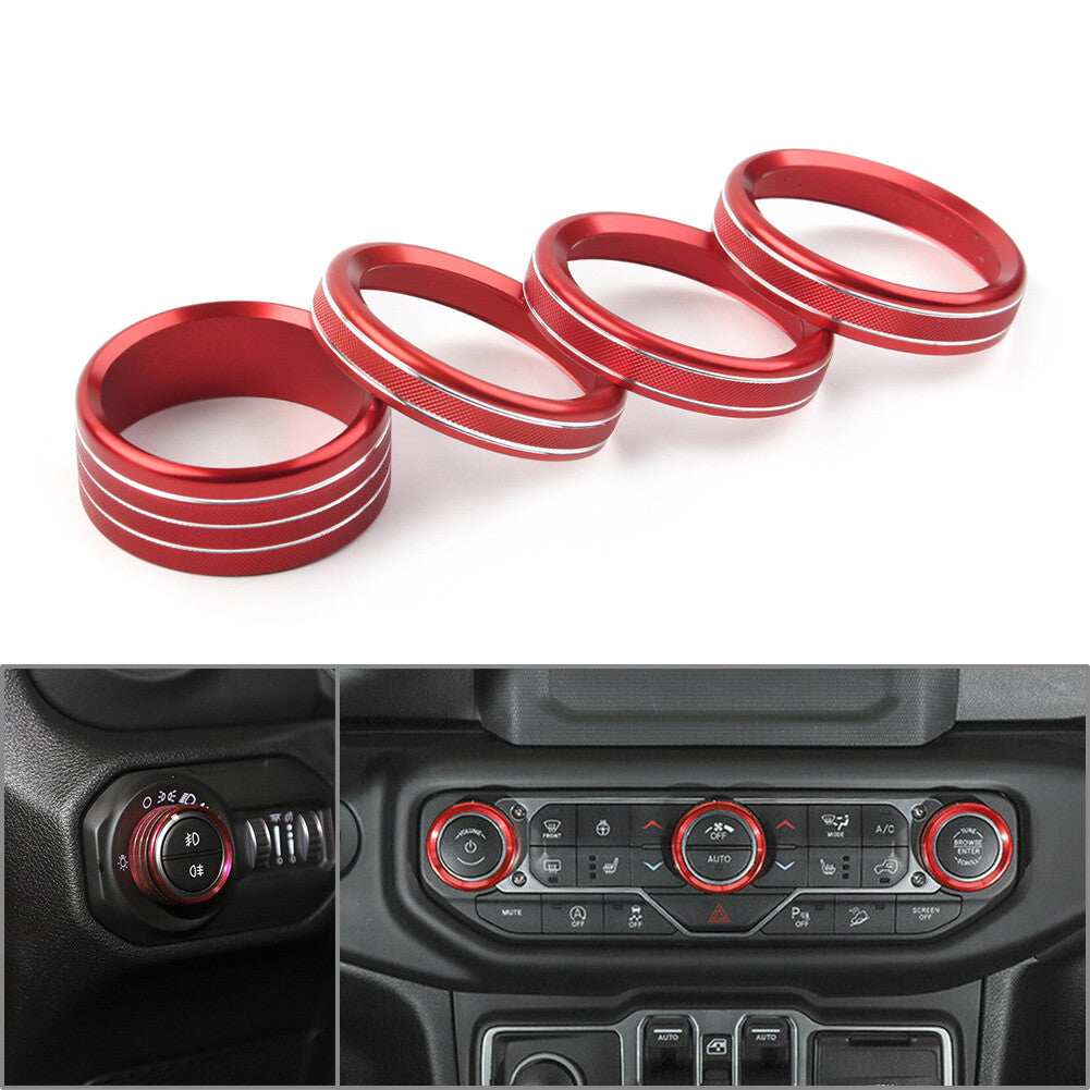4X Air Conditioner Switch Knob Ring Cover Trim Fit 2018 19 for Jeep for Wrangler JL