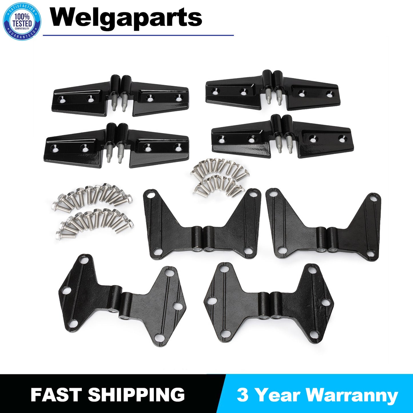 For 2007-18 for Jeep for Wrangler JK Body Door Hinge Replacement Set Black Powder Coat