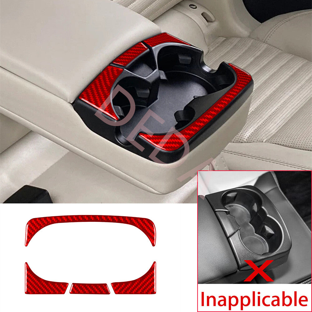 Red Carbon Fiber Rear Water Cup Holder Trim for Land Rover Discovery Sport 15-19