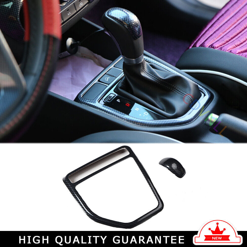 Console Gear Shift Frame Cover Trim 2PCS for Hyundai IX25 2015-2019 Carbon Fiber