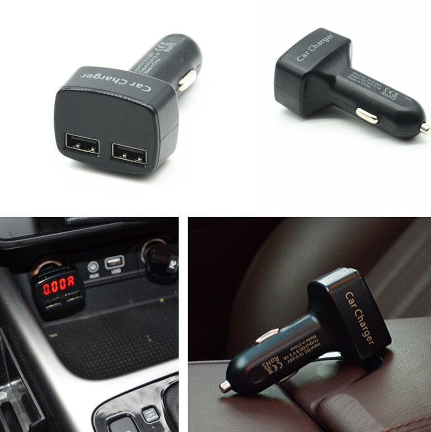 Car Charger Port Ammeter Voltmeter Black Thermometer Red LED Monitor Dual USB
