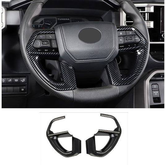 Suitable for Toyota Tundra 2022 2023 Steering Wheel Trim 2 Pieces ABS Carbon Fiber