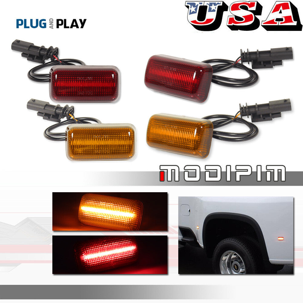 Suitable for 2015-2023 for Chevrolet for GMC Dual-Wheel LED Wheel Fender Side Marker Lights, Amber/Red
