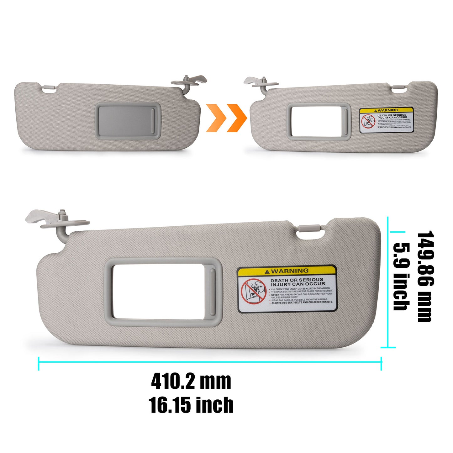 2X Left+Right W/ Mirror Sun Visor for Hyundai for Elantra 2015 GLS Sedan 4-Door 1.8L