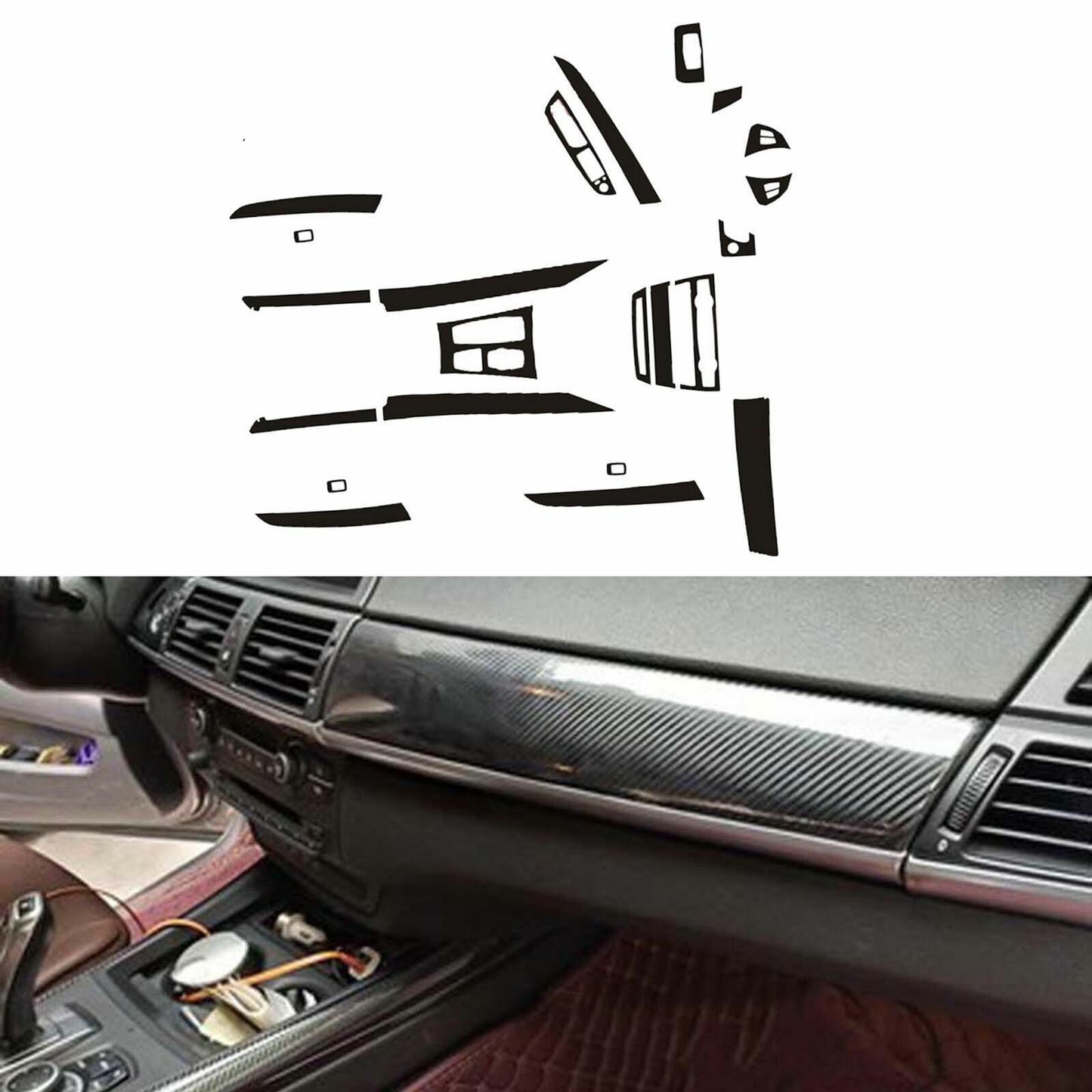 22 Carbon fiber internal accessory complete kit protective cover suitable for BMW X5 E70 X6 E71 AT