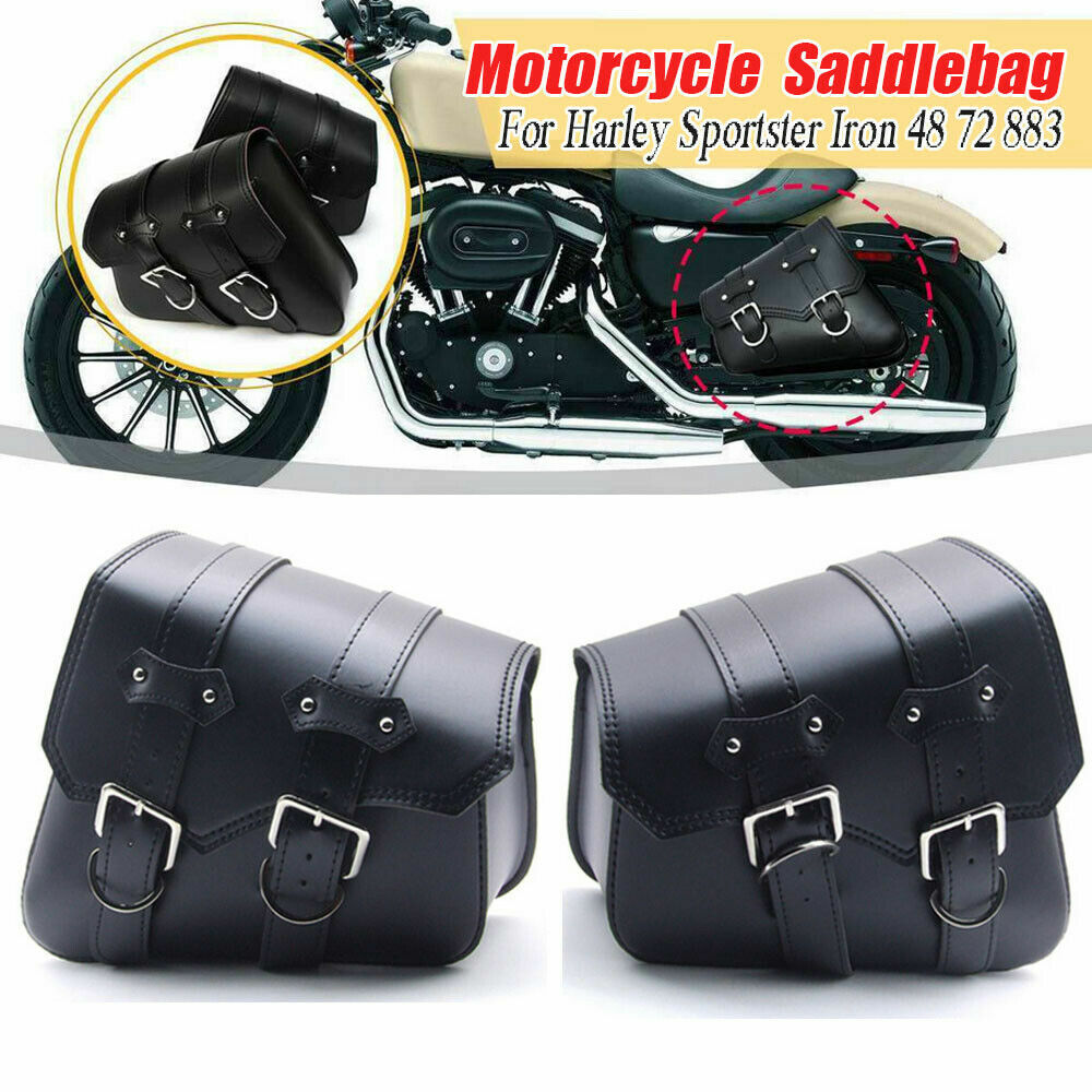 A pair of polyurethane synthetic leather motorcycle saddlebags/luggage cases suitable for Harley Sportster XL 883 1200
