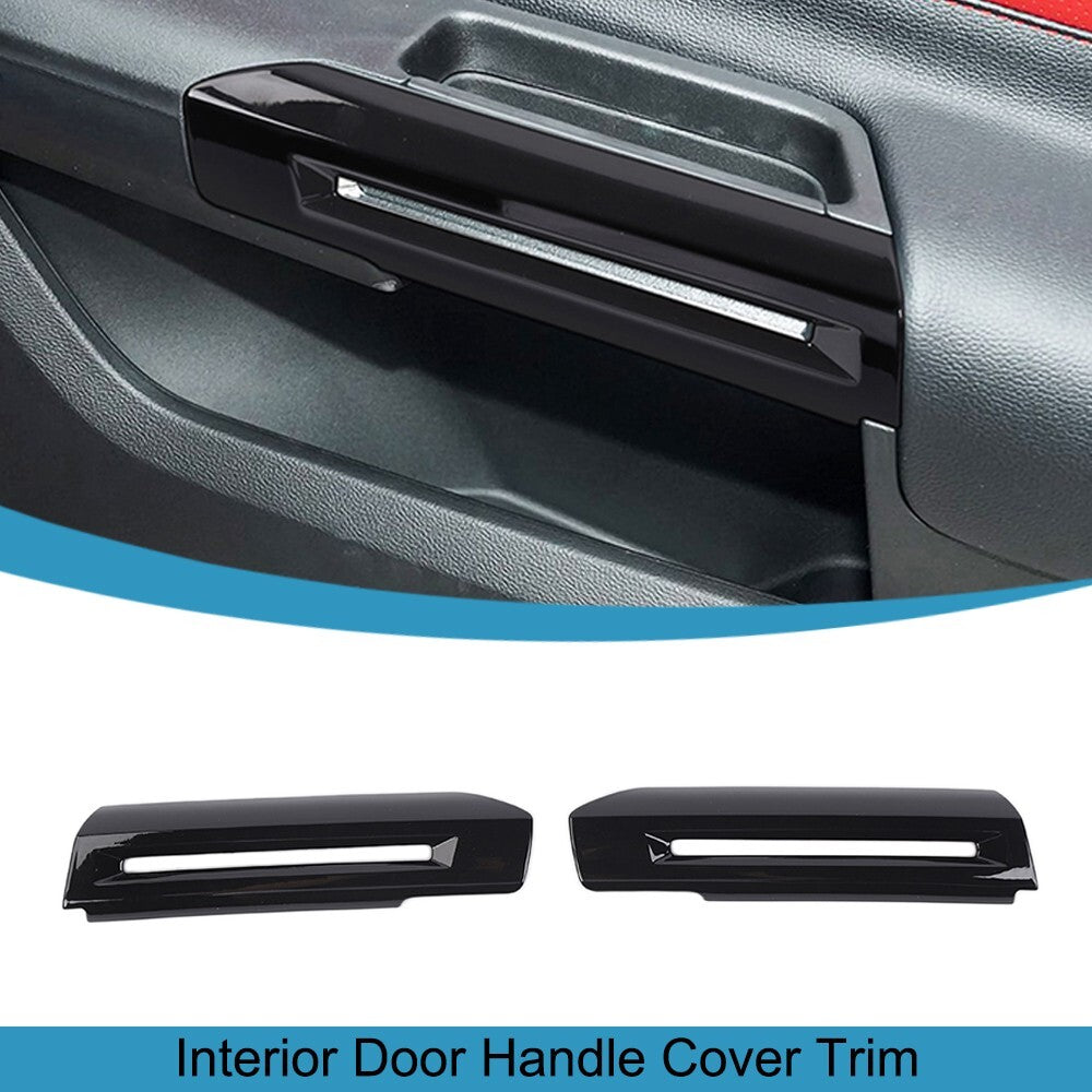 Black Interior Door Handle Armrest Cover Decor Trim for Ford for Mustang 2015-2023
