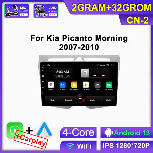 for Kia Morning Picanto 2007-2010 Stereo CarPlay Car Radio GPS Multimedia Player