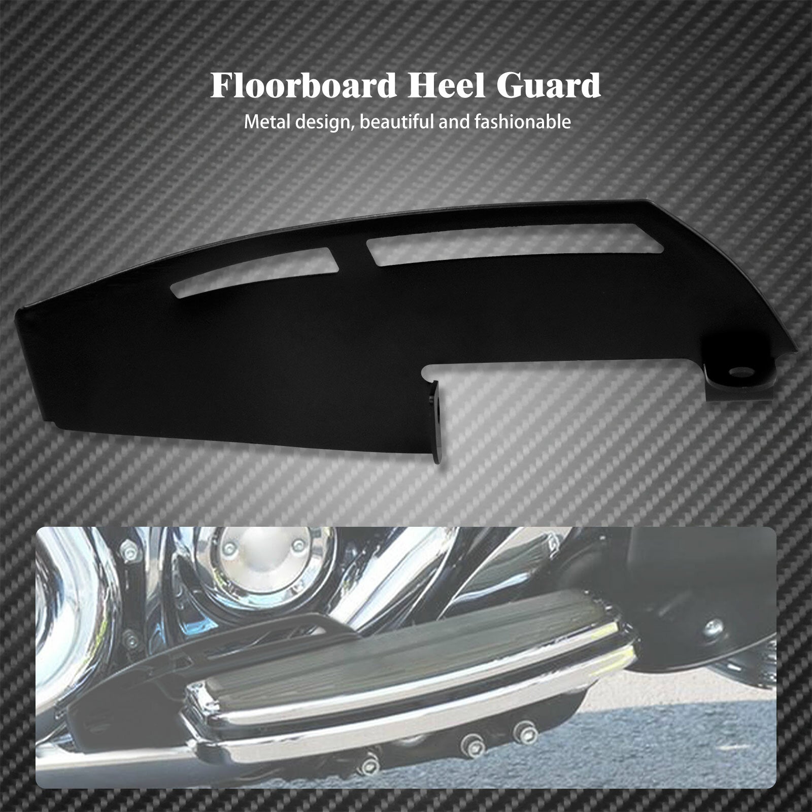 Black Floorboard Heel Guard Heat Protector Fit for Harley Touring FLHT 88-2022