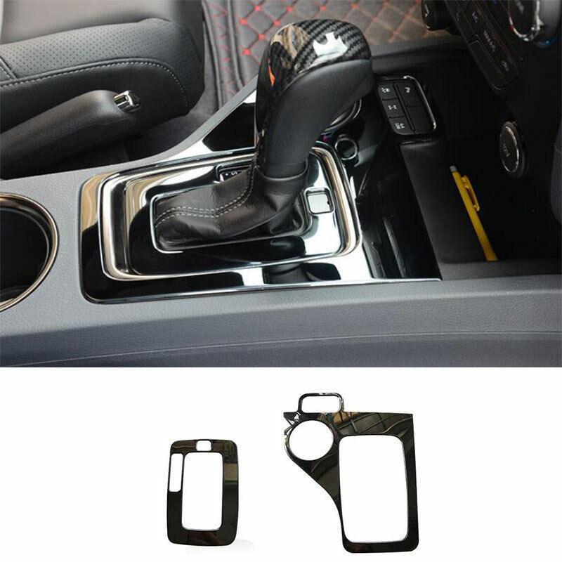 for Ford Ranger 2015-2022 Black Steel Central Console Gear Shift Cover Trim 2PCS