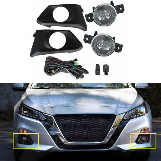 for Nissan Altima 2019-2021 1 Set LED Fog Lights Bumper Lamps Wiring Switch Kits