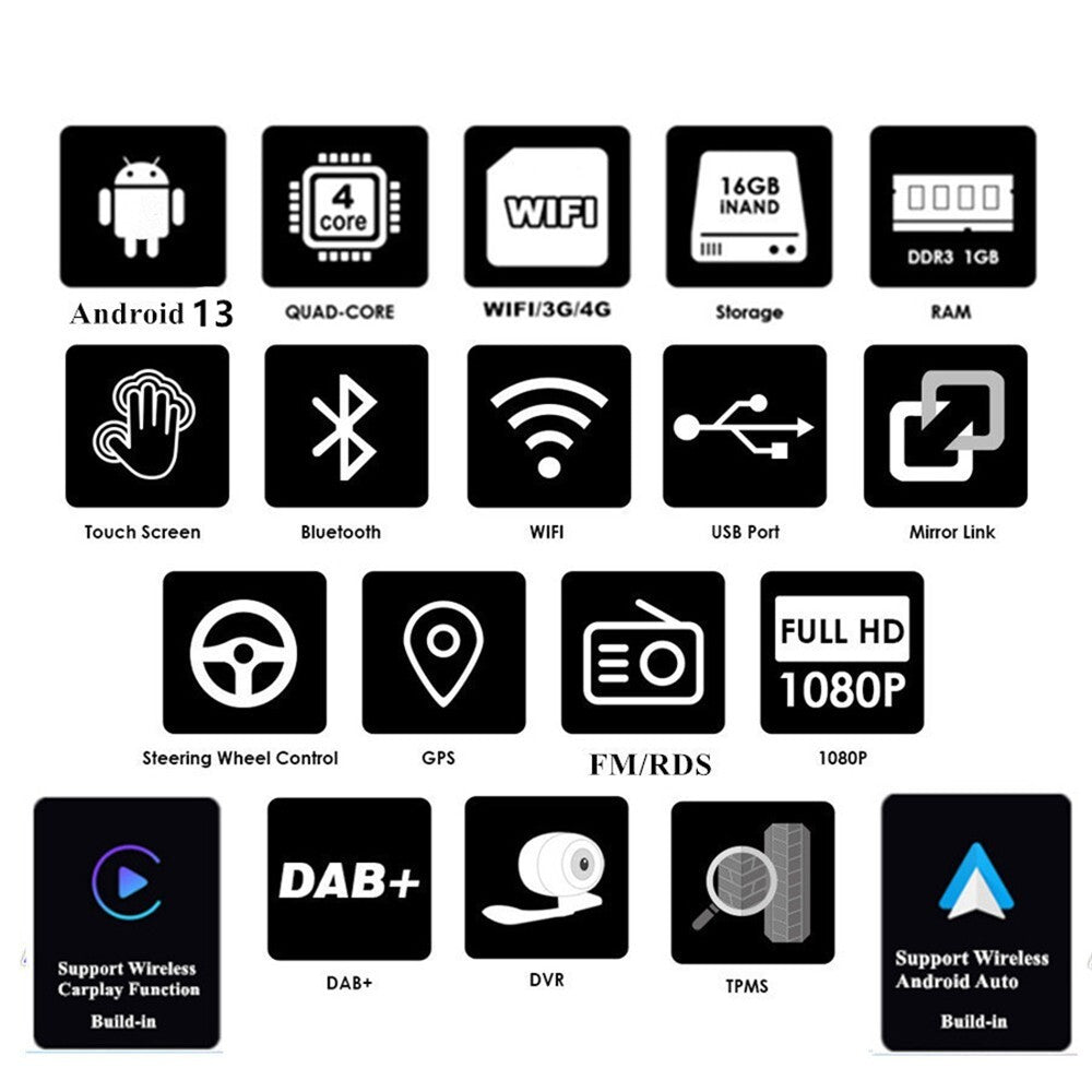 Android 13 For Carplay Car Stereo Radio Fit For 2013-2018 for Dodge for Ram 1500 2500
