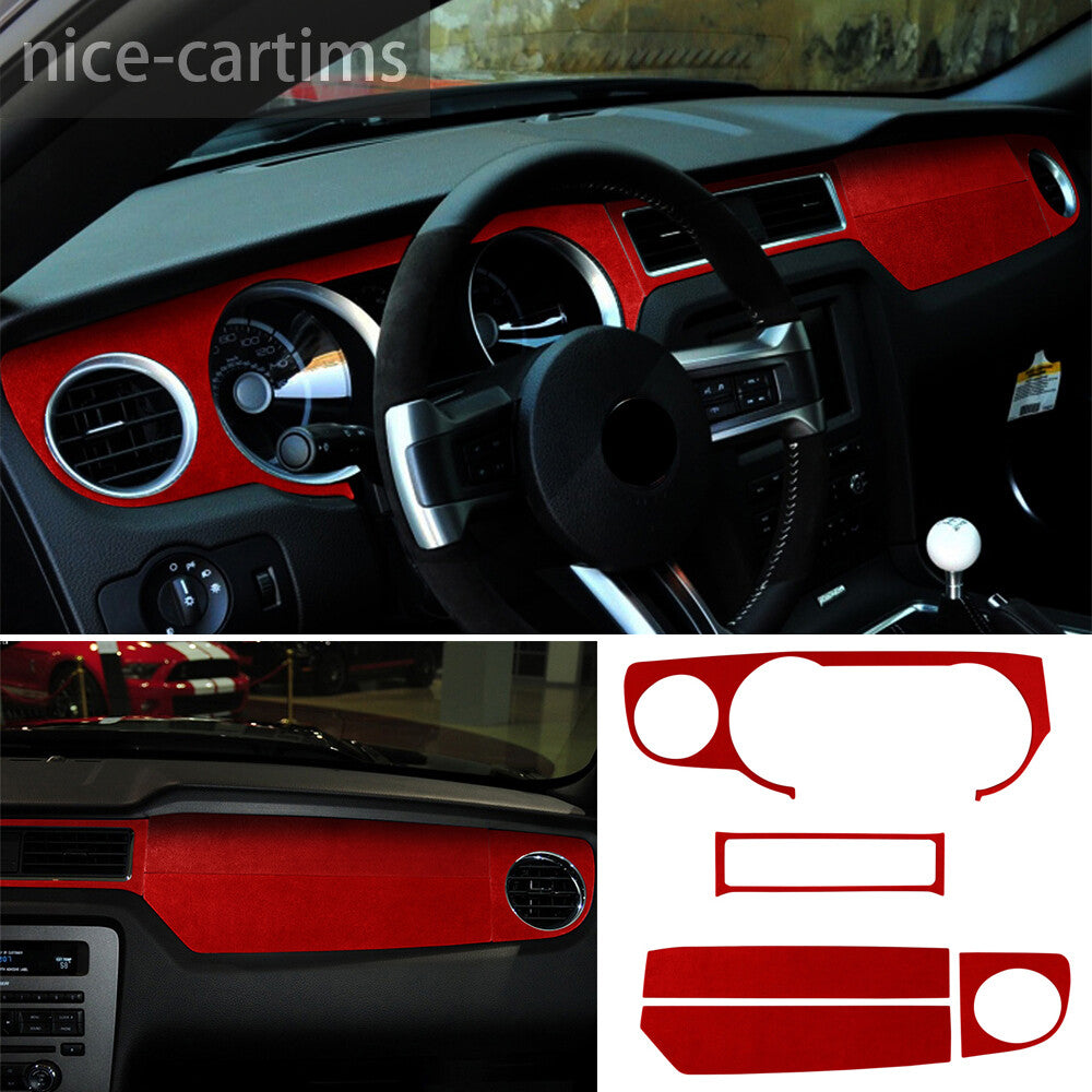 5¡ÁSuede Wine Red Central Control Dashboard Panel Trim for Ford for Mustang 2009-2013