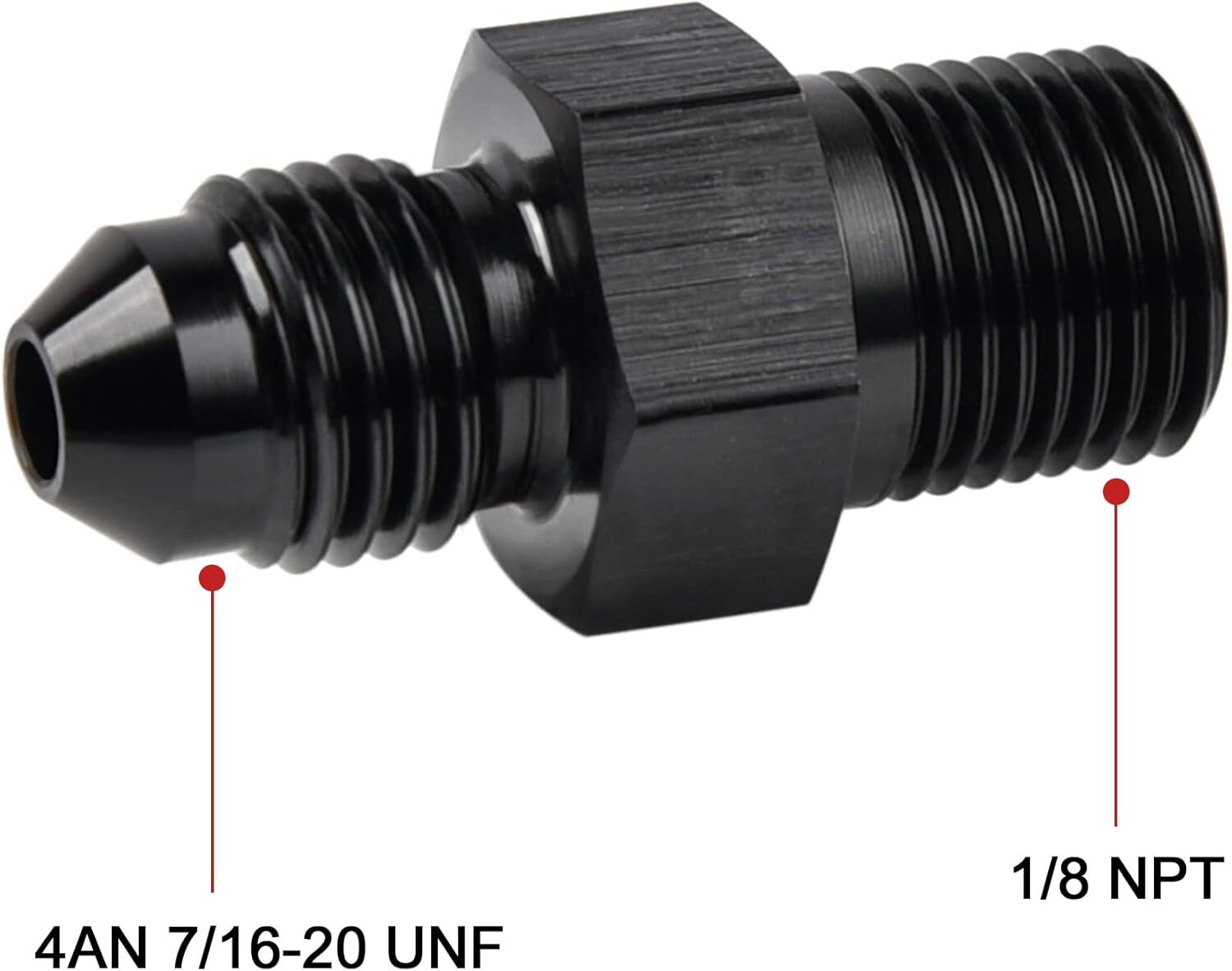 2Pcs 1/8 NPT to 4AN Adapter Pipe Thread to AN4 Male Flare Fitting Black