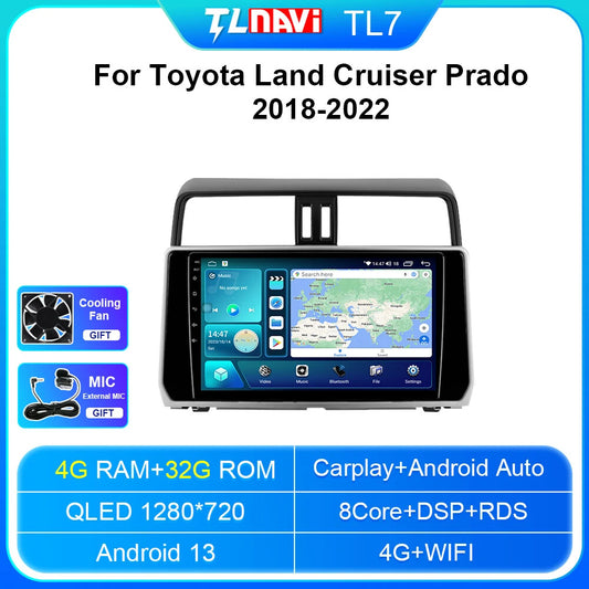 for Toyota for Land Cruiser Prado 2018-2022 Car Radio Carplay GPS Multimedia Screen