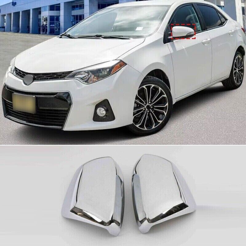 ABS Chrome Exterior Side Door Rear View Mirror Cover Trim 2X for Corolla 2014-19