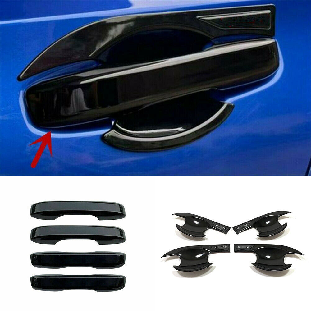 8X for Honda for Civic 22-2024 ABS Glossy Black Car Door Handle+Door Bowl Trim Cover