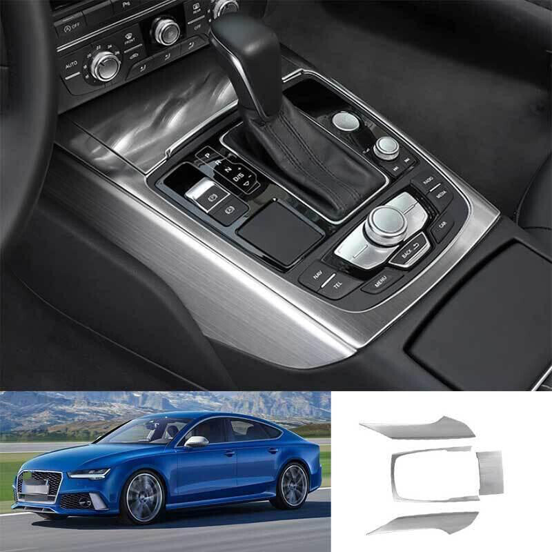 for Audi A6 A7 S6 S7 2012-2018 Silver Steel Center Console Gear Shift Cover Trim