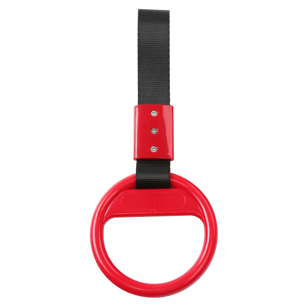 1Pcs Car Red Round Ring Train Bus Handle Hand Strap Drift Charm Tools Black Belt