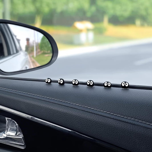 10Pcs Cute Soot Sprites Car Rearview Mirror Accessories Car Interior Decoration