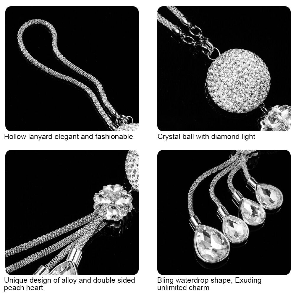 Shiny Crystal Ball Charm Car Rearview Mirror Pendant Diamond Hanging Ornament