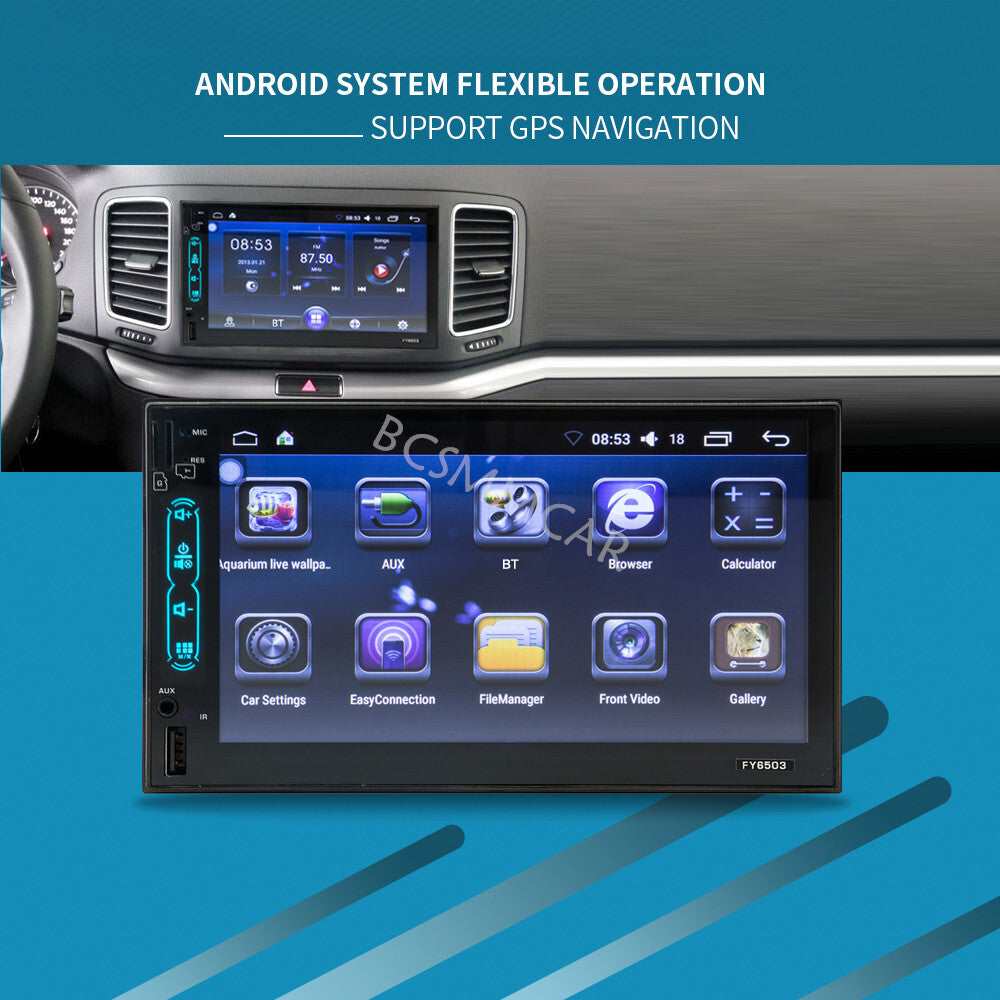 7in Double Din Car Stereo Touch Screen HD MP5 Player GPS WIFI Bluetooth FM USB