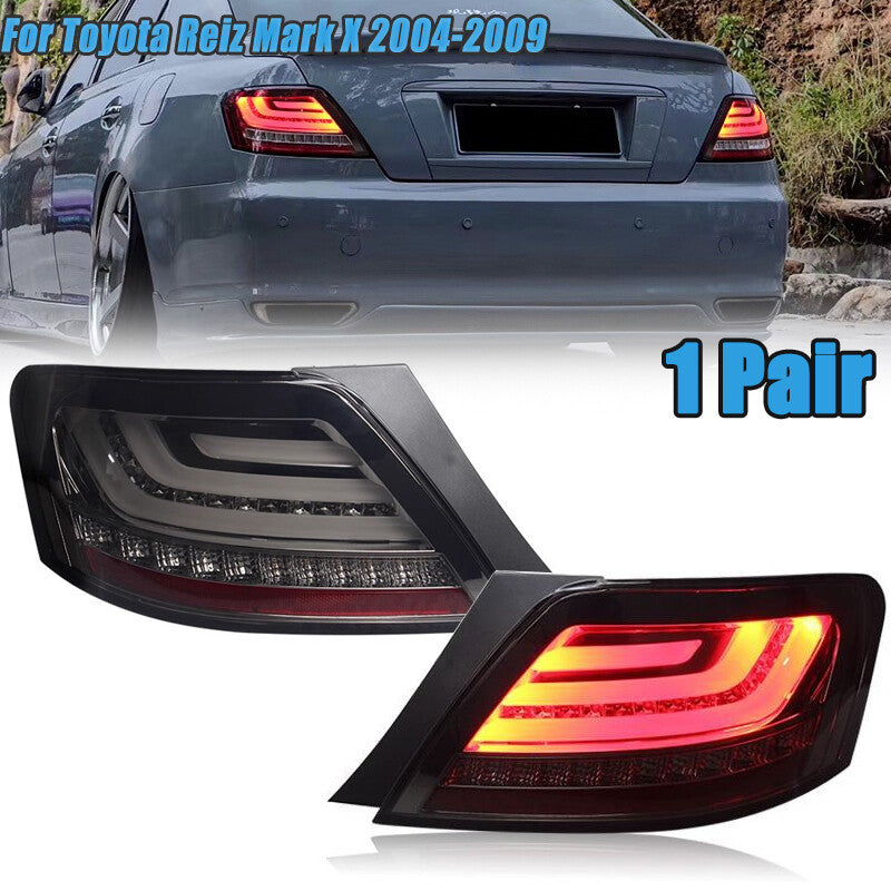 1 Pair LED Tail Light Rear Brake Lamp Black for Toyota Reiz Mark X 2004-2009