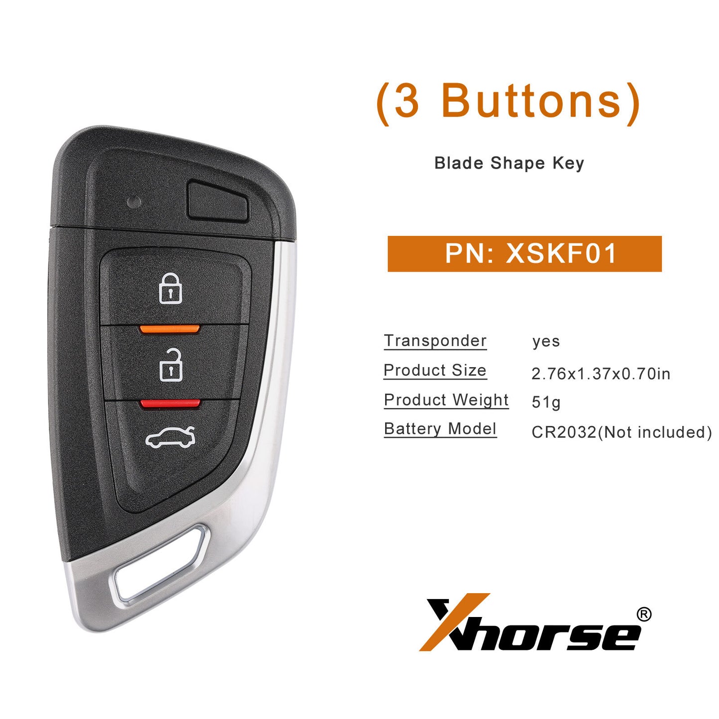 for Smart Universal Remote Key for Ford 3 Buttons For VVDI2/VVDI XSKF01EN