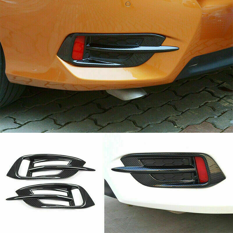 for HONDA for Civic Sedan 19-21 Carbon fiber Rear Bumper Fog Light Lamp Cover Trim