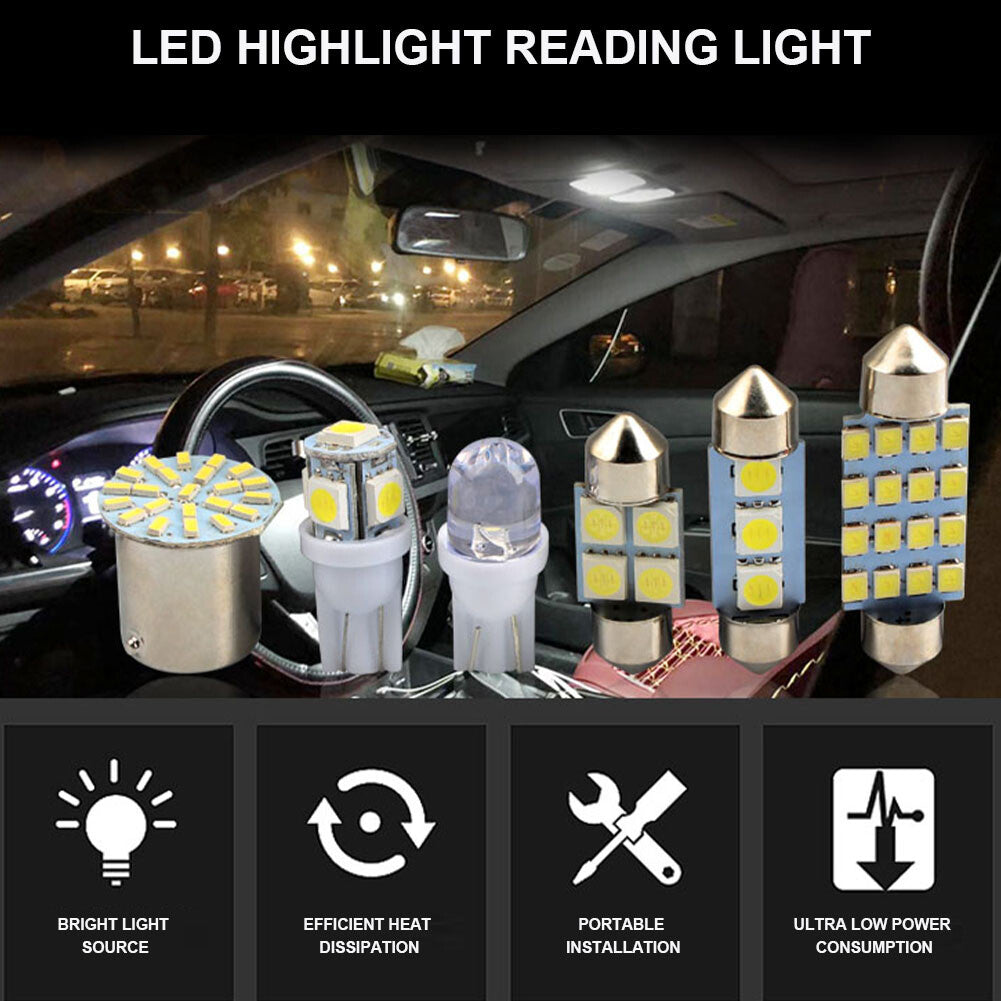 28pcs Car Interior White Combo LED Map Dome Door Trunk License Plate Light Bulbs
