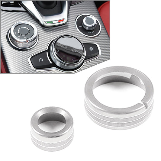 Central Control Multimedia Knob Ring Silver for Alfa Romeo Giulia for Stelvio 20-21