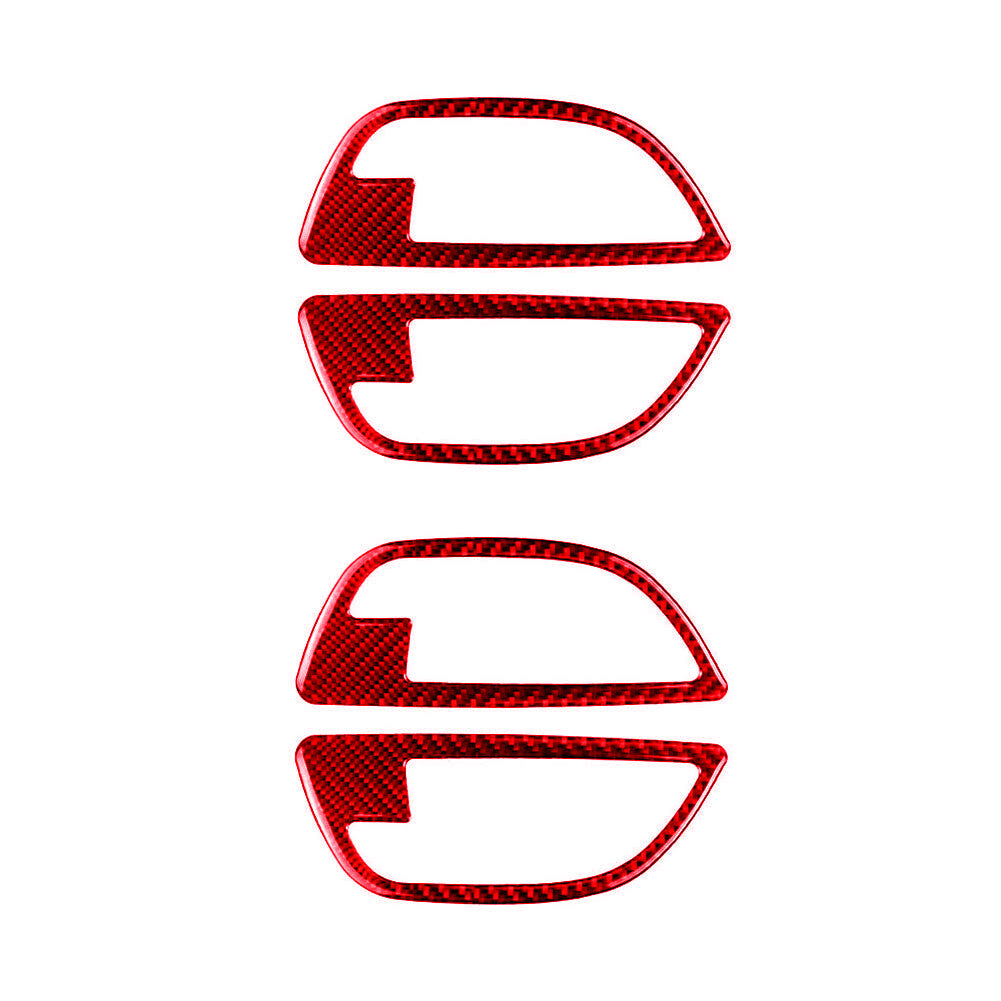 4x Red Carbon Fiber Door Handle Frame Cover Trim for BMW 5 Series F10 2011-2017